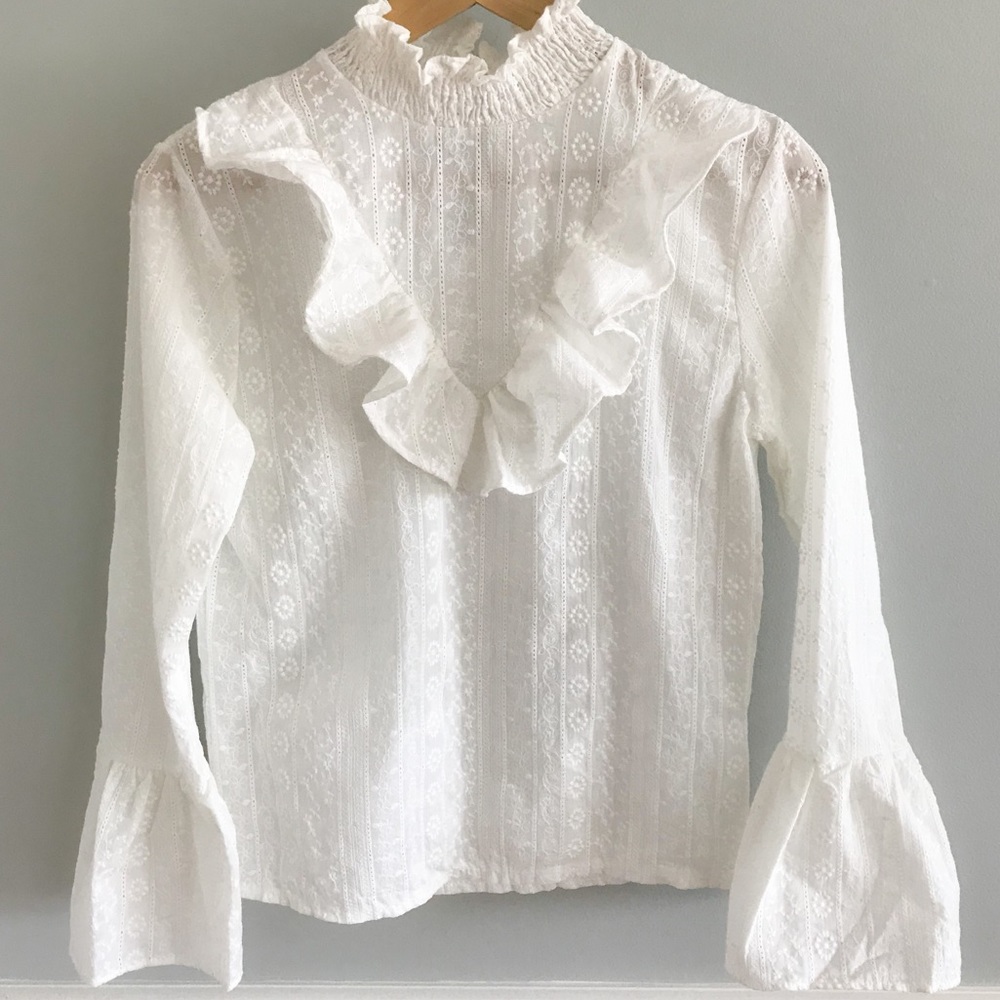 1 LEFT!5⭐️/HARPER/Ruffle Eyelet Long Sleeve Blouse - Picture 2 of 2